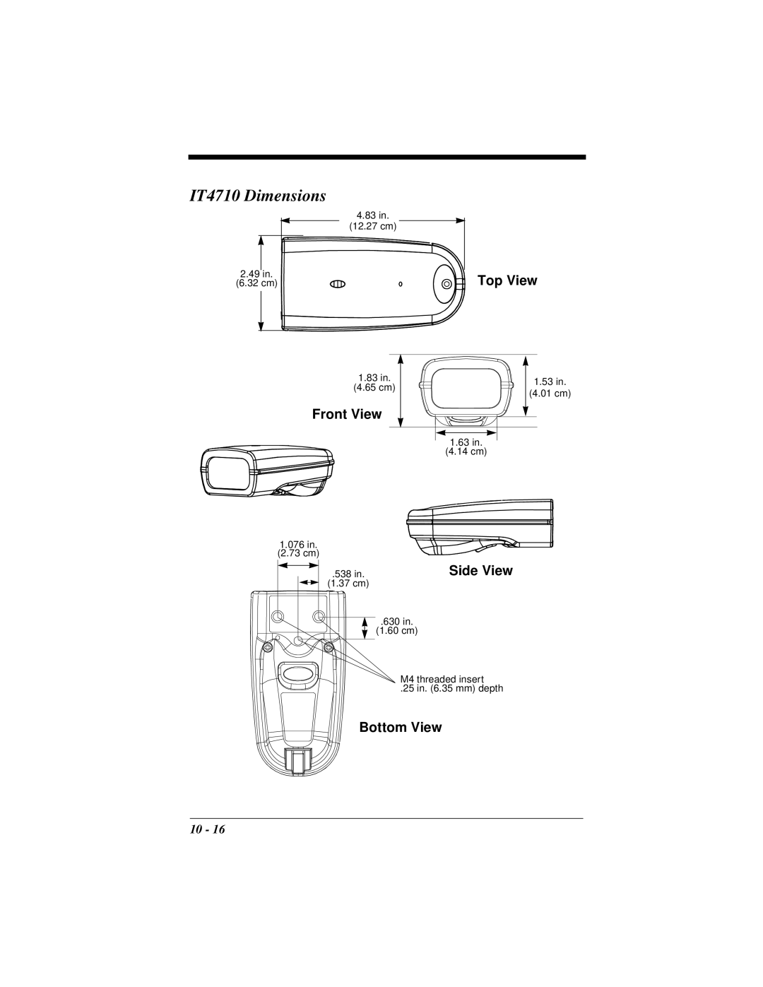 Hand Held Products 4410 manual IT4710 Dimensions 