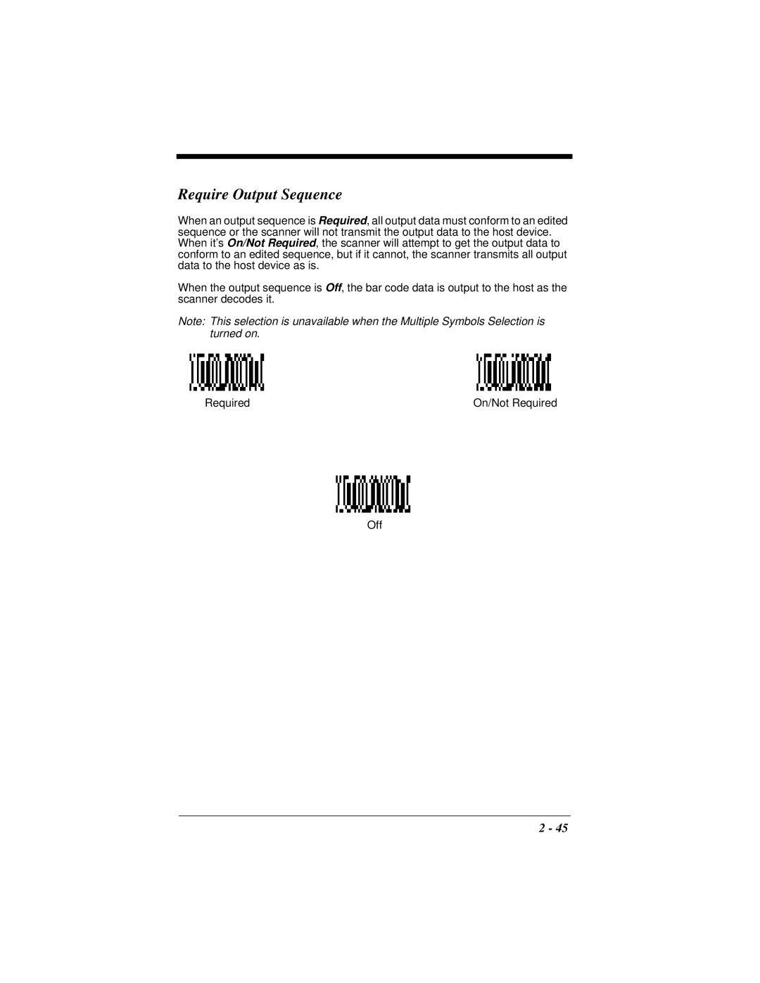 Hand Held Products 4410 manual Require Output Sequence 