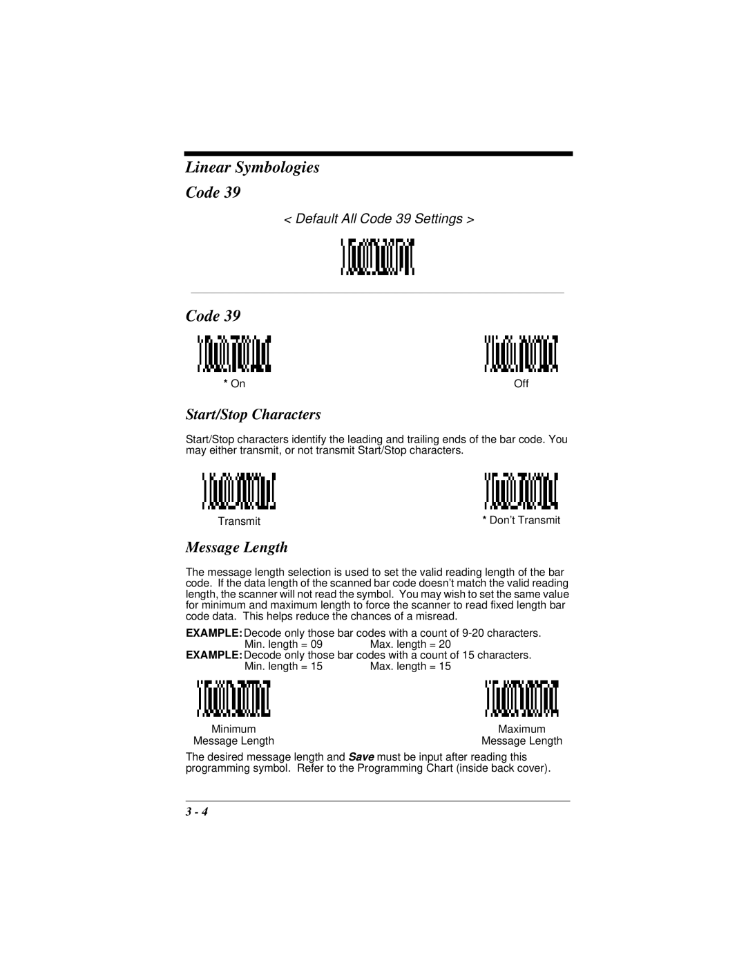 Hand Held Products 4410 manual Linear Symbologies Code, Transmit 