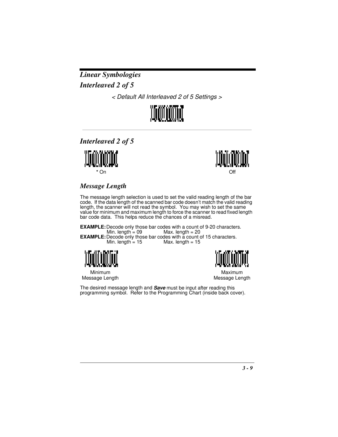 Hand Held Products 4410 manual Linear Symbologies Interleaved 2 