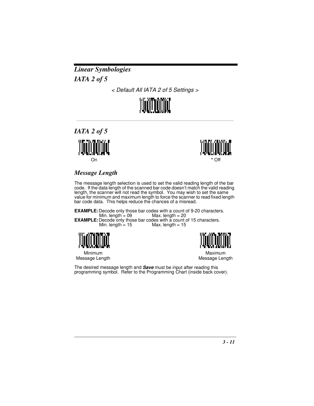 Hand Held Products 4410 manual Linear Symbologies Iata 2 