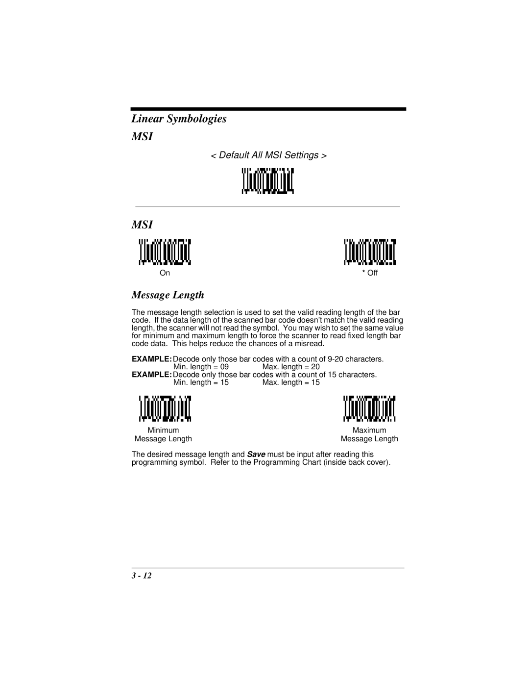 Hand Held Products 4410 manual Linear Symbologies 