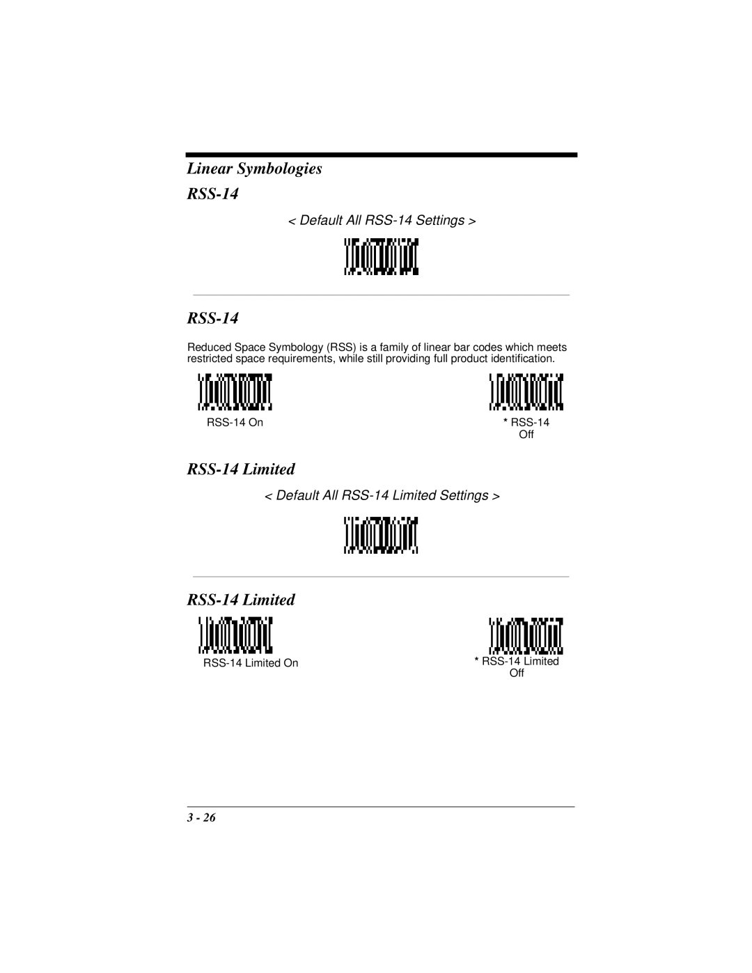 Hand Held Products 4410 manual Linear Symbologies RSS-14, RSS-14 Limited 