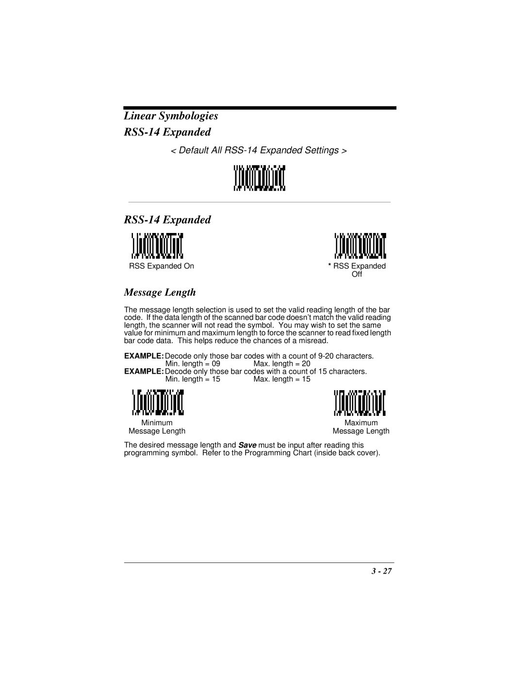 Hand Held Products 4410 manual Linear Symbologies RSS-14 Expanded 