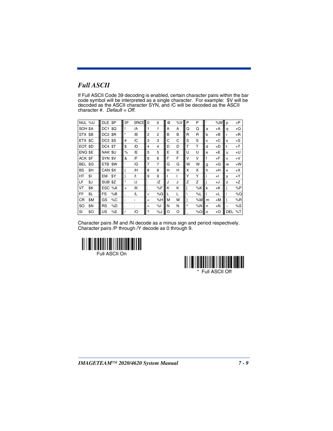 Hand Held Products 2020, 4620 system manual Full Ascii 