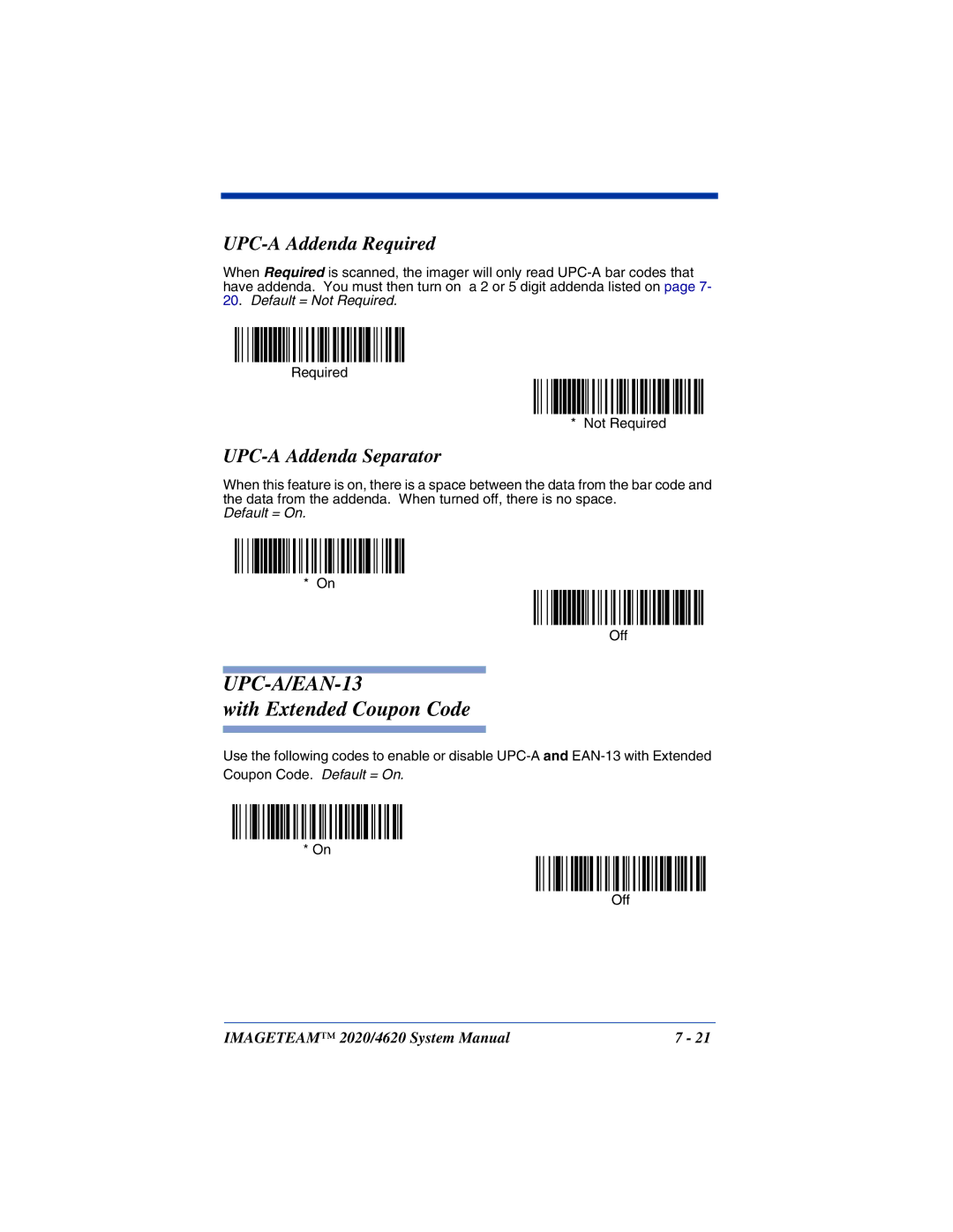 Hand Held Products 2020, 4620 system manual With Extended Coupon Code, UPC-A Addenda Required, UPC-A Addenda Separator 