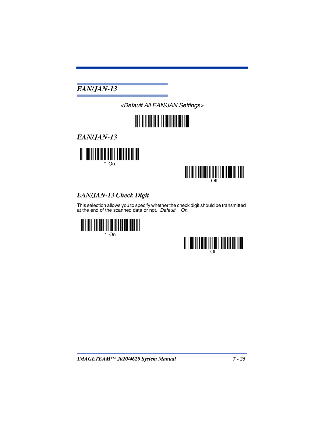 Hand Held Products 2020, 4620 system manual EAN/JAN-13 Check Digit 