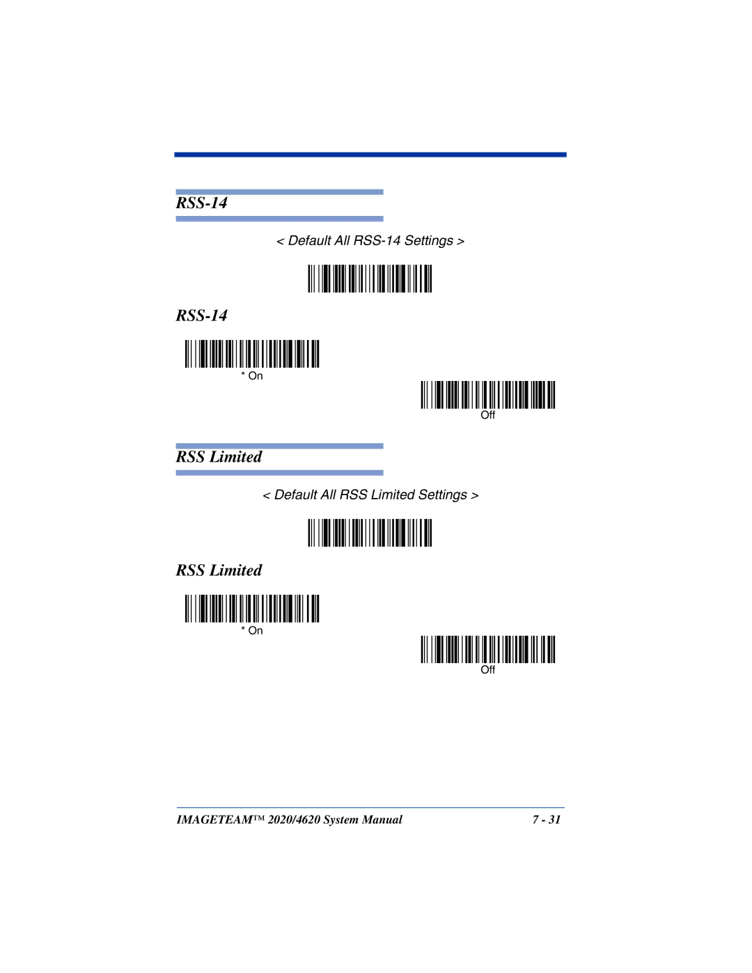 Hand Held Products 2020, 4620 system manual RSS-14, RSS Limited 