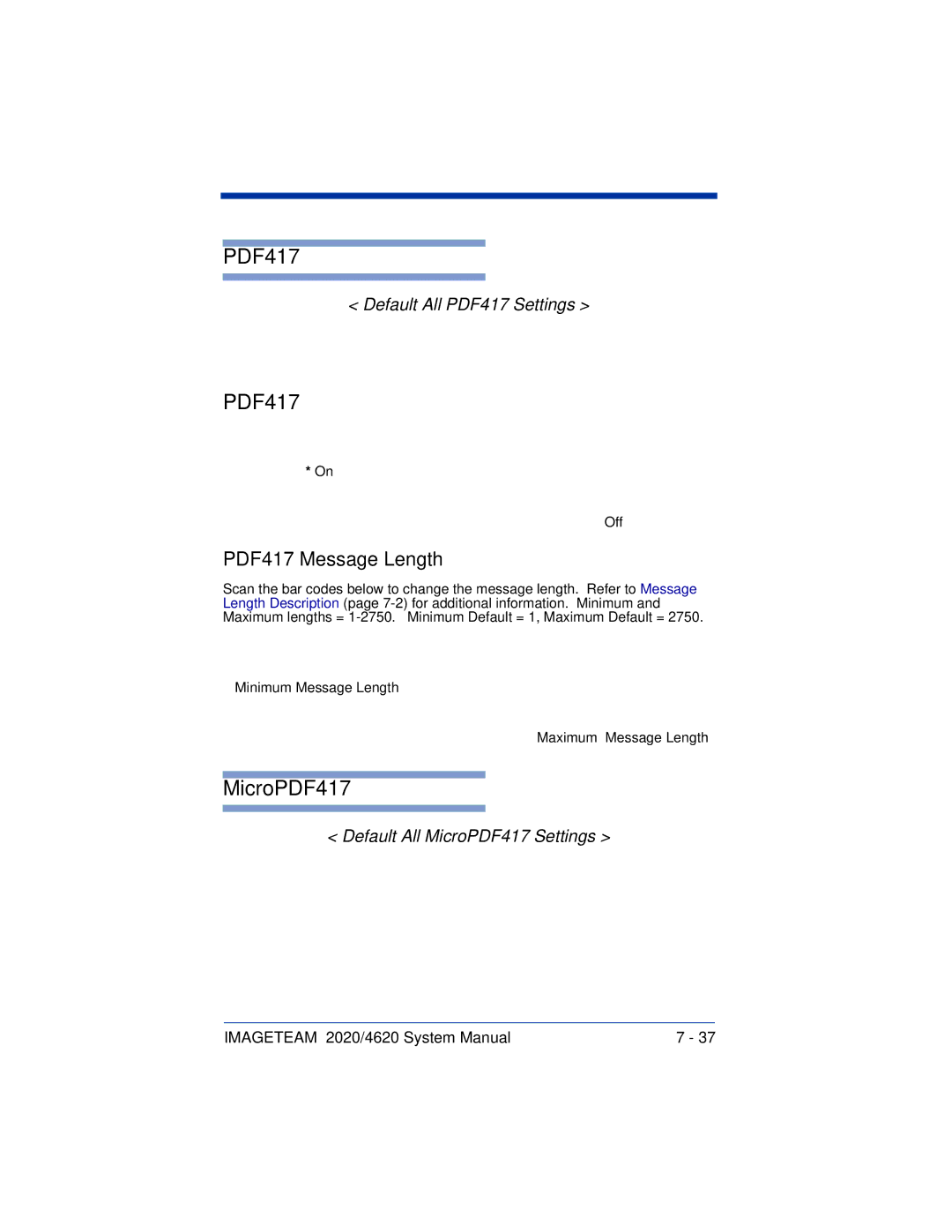 Hand Held Products system manual Imageteam 2020/4620 System Manual 