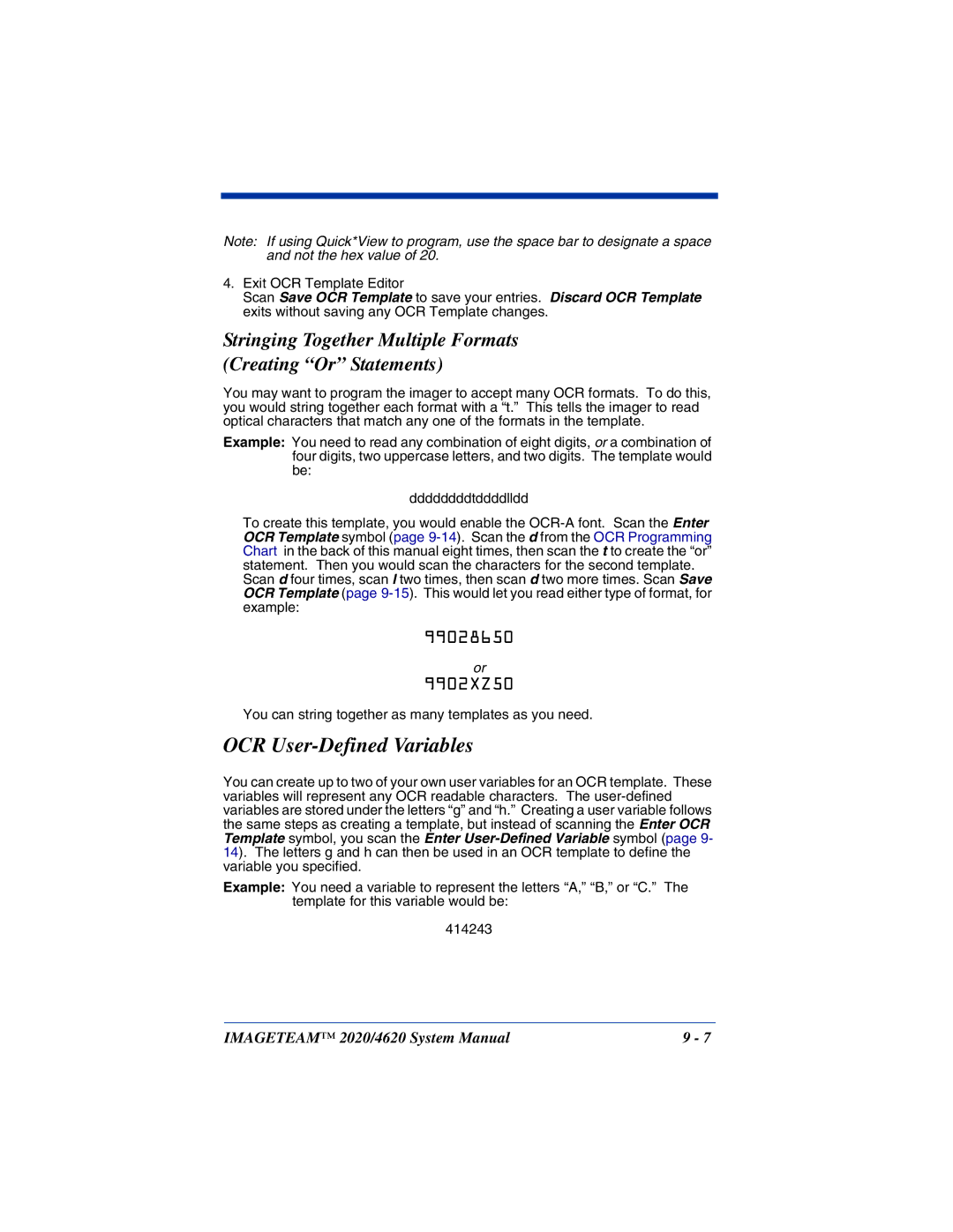 Hand Held Products 2020, 4620 OCR User-Defined Variables, Stringing Together Multiple Formats Creating Or Statements 