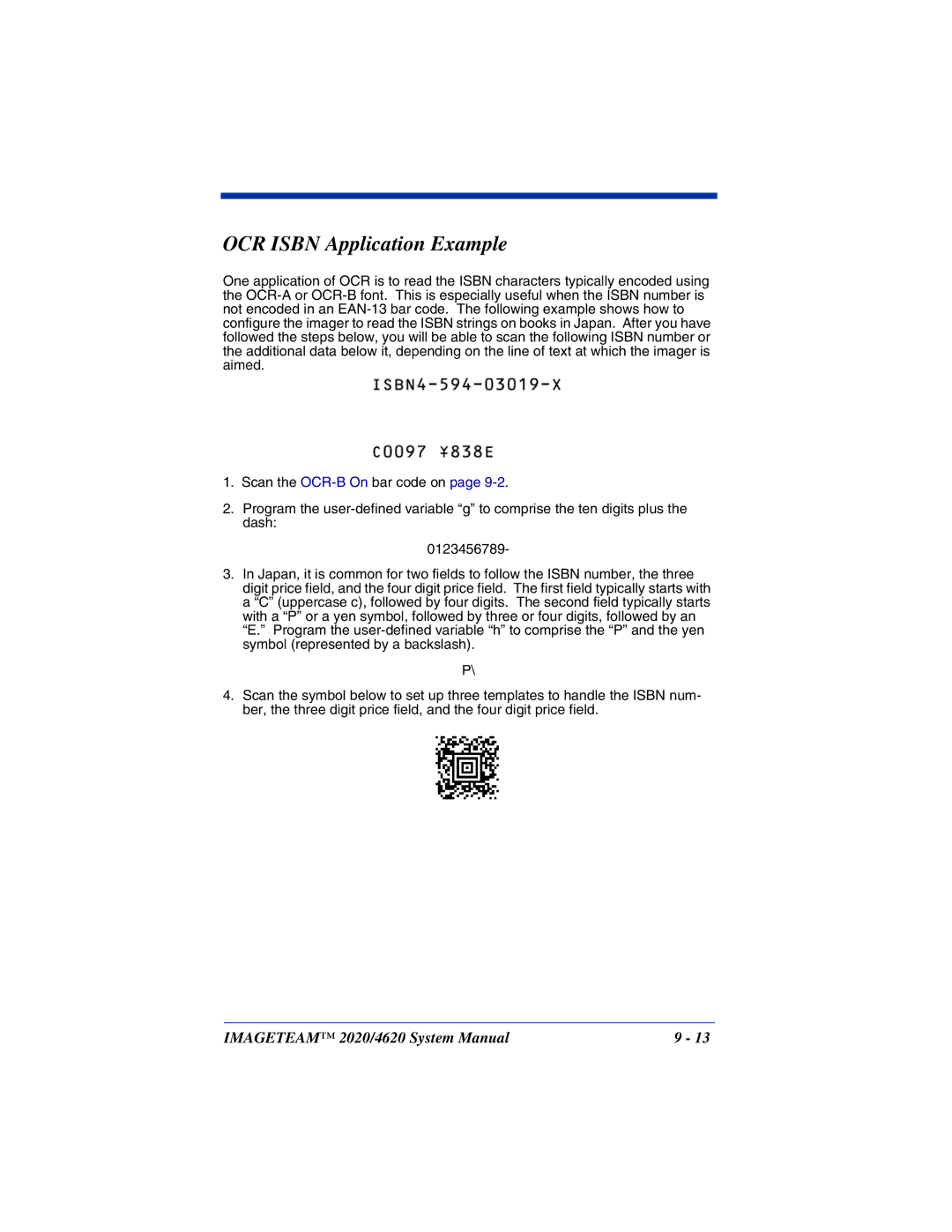 Hand Held Products 2020, 4620 system manual OCR Isbn Application Example 