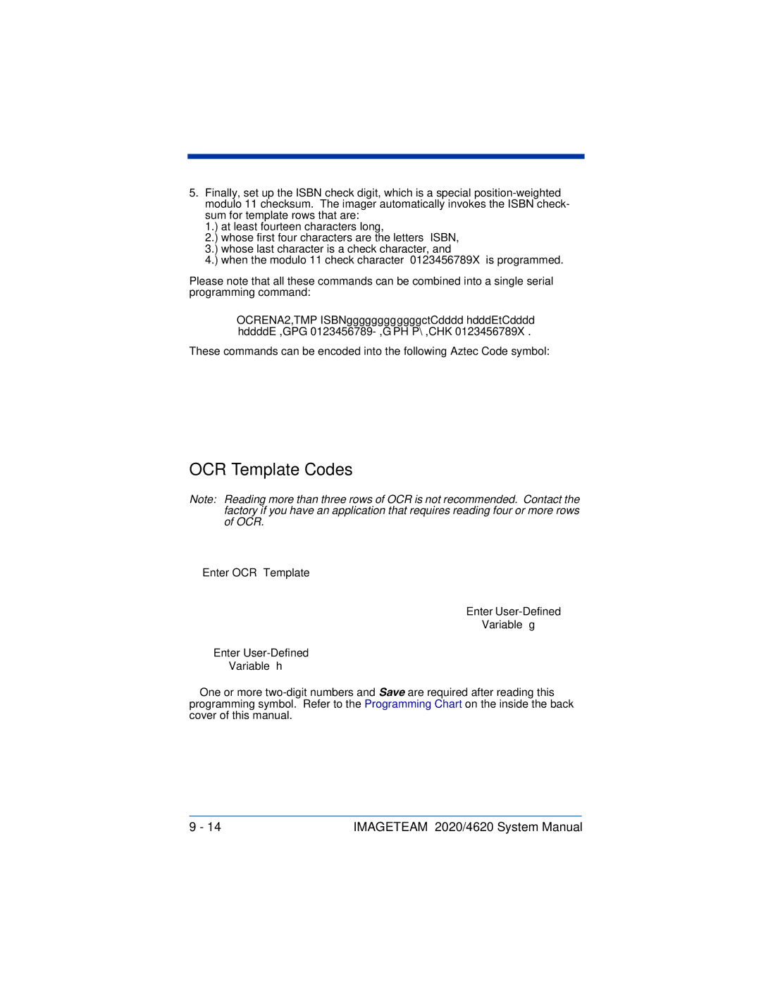 Hand Held Products 4620, 2020 system manual OCR Template Codes 