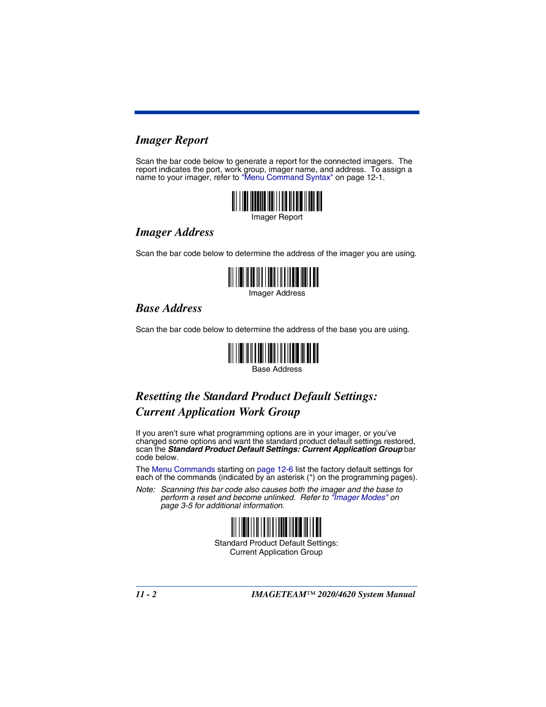 Hand Held Products 4620, 2020 system manual Imager Address, Base Address 