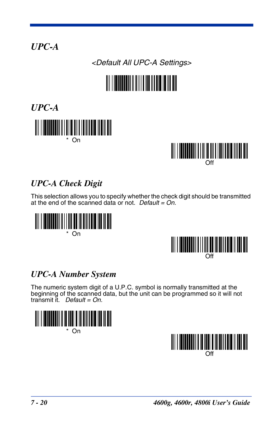 Hand Held Products 4600r, 4800i, 4600g manual UPC-A Check Digit, UPC-A Number System 