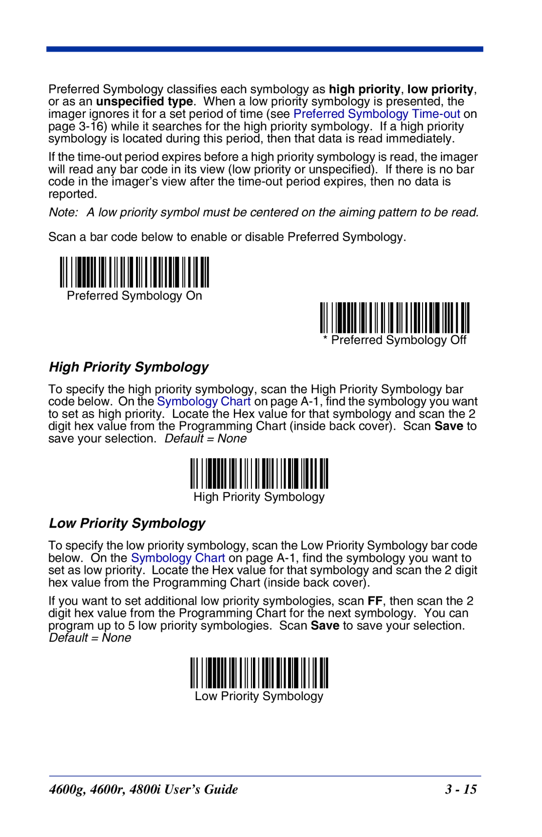 Hand Held Products 4800i, 4600r, 4600g manual High Priority Symbology 