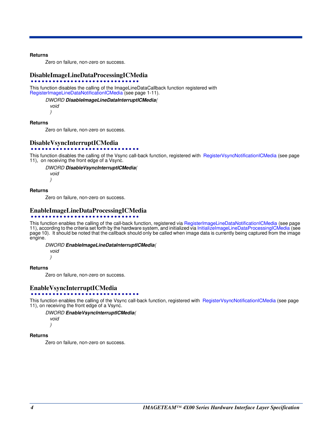 Hand Held Products 4X00 Series manual DisableImageLineDataProcessingICMedia, DisableVsyncInterruptICMedia 