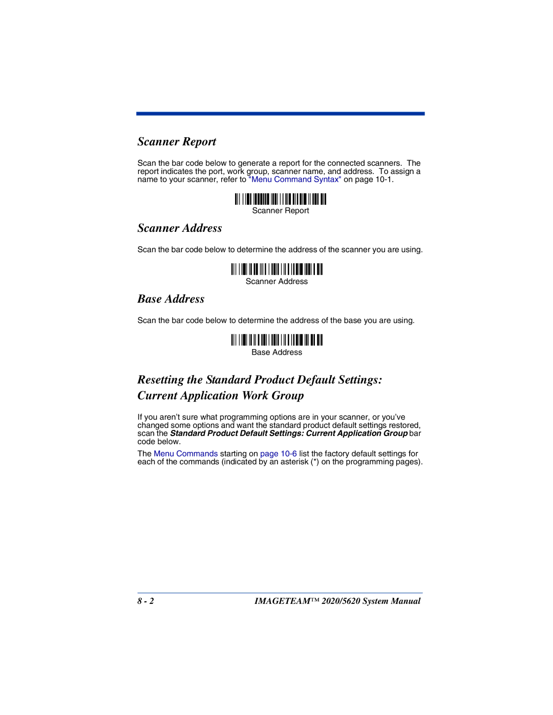 Hand Held Products 5620 system manual Scanner Address, Base Address 