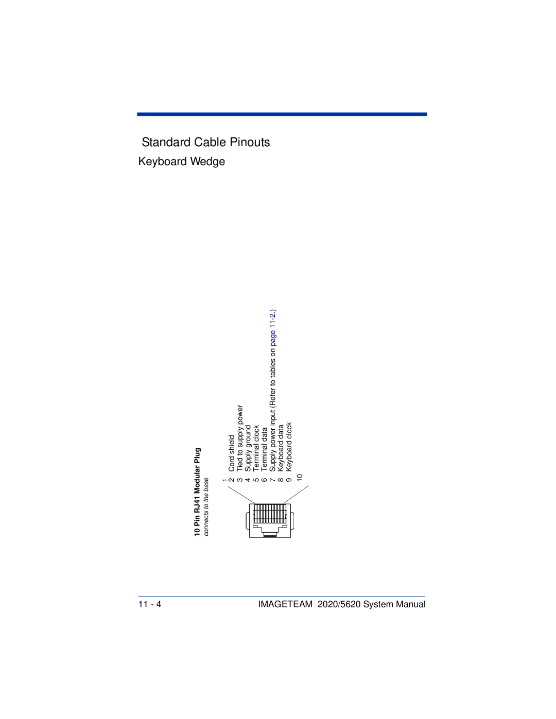 Hand Held Products 5620 system manual Pinouts, Standard Cable 