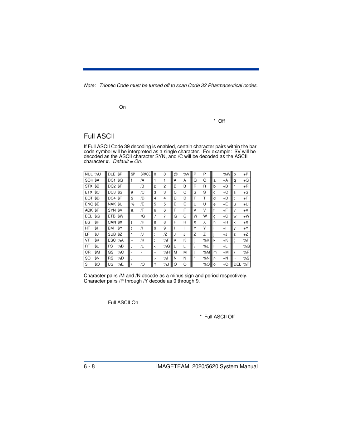 Hand Held Products 5620 system manual Full Ascii 