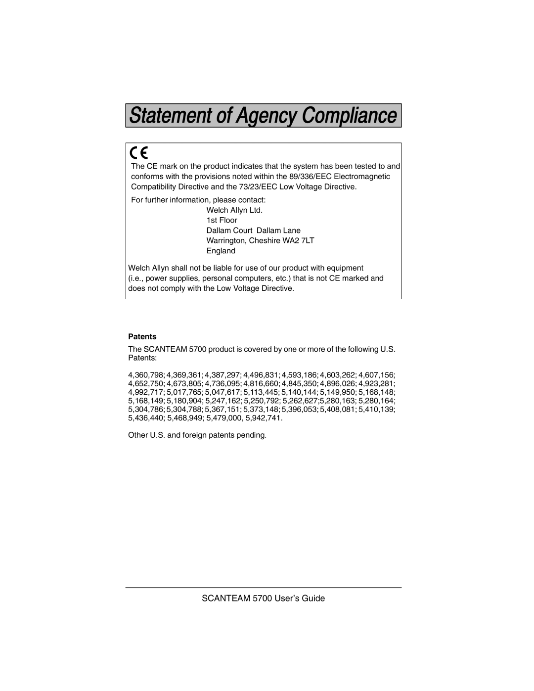 Hand Held Products 5700 manual Patents 