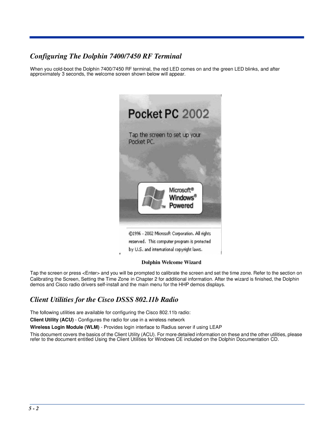 Hand Held Products Configuring The Dolphin 7400/7450 RF Terminal, Client Utilities for the Cisco Dsss 802.11b Radio 