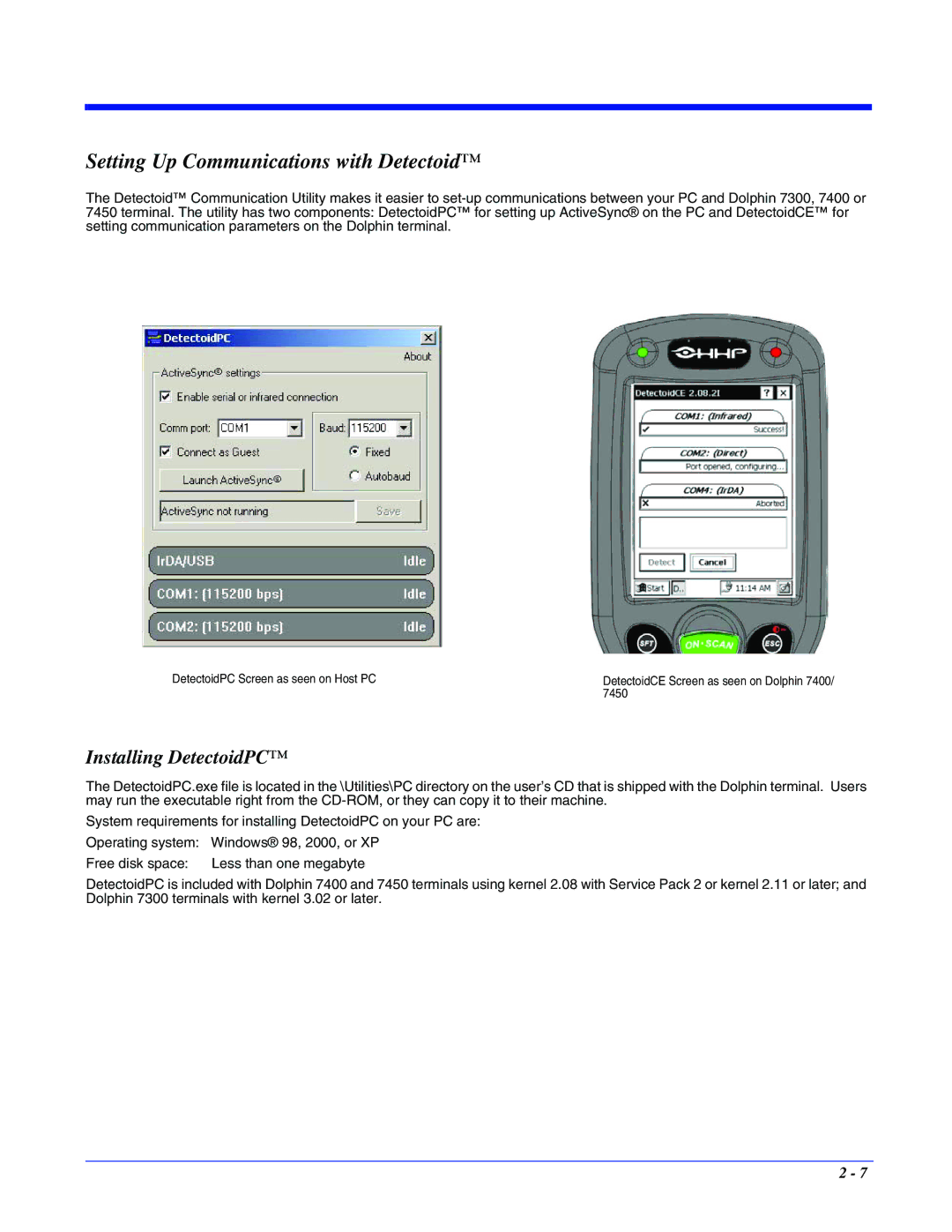 Hand Held Products 7400/7450 manual Setting Up Communications with Detectoid, Installing DetectoidPC 