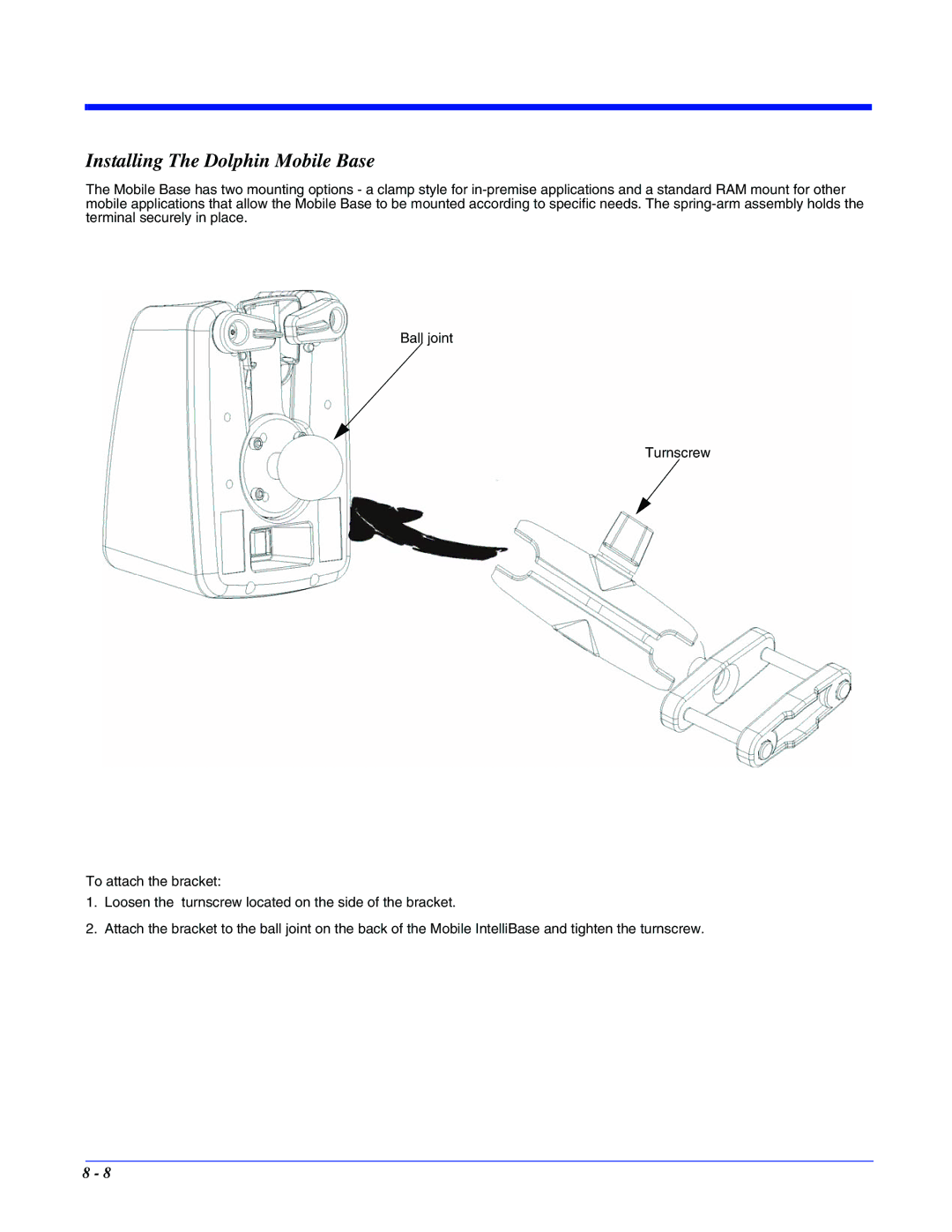 Hand Held Products 7400/7450 manual Installing The Dolphin Mobile Base 