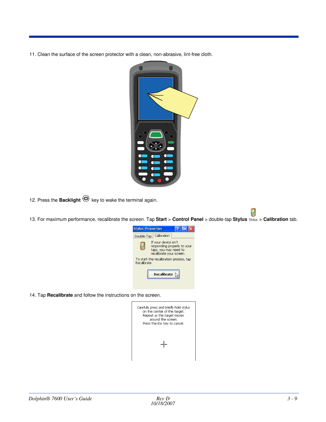 Hand Held Products 7600 manual Calibration tab 