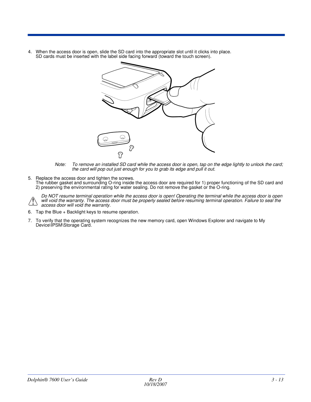 Hand Held Products manual Dolphin 7600 User’s Guide Rev D 10/18/2007 