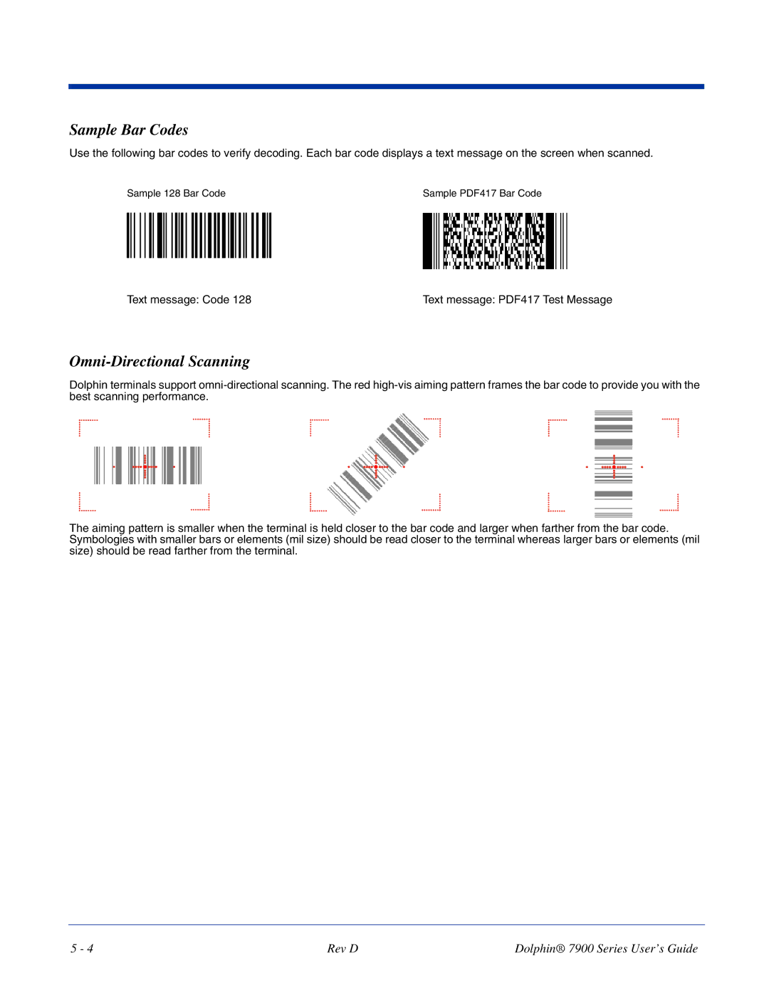 Hand Held Products 7900 manual Sample Bar Codes, Omni-Directional Scanning 