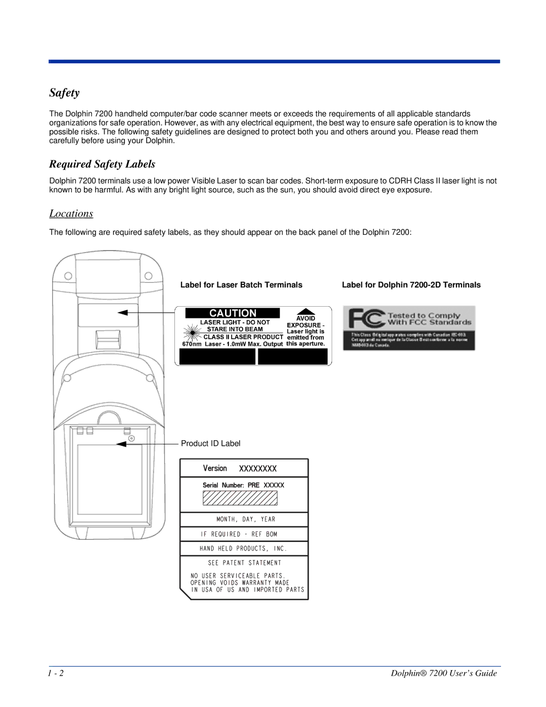 Hand Held Products Dolphin 7200 manual Required Safety Labels 