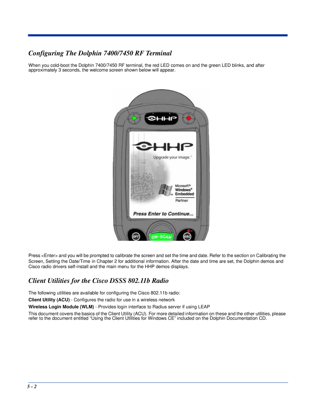 Hand Held Products Configuring The Dolphin 7400/7450 RF Terminal, Client Utilities for the Cisco Dsss 802.11b Radio 