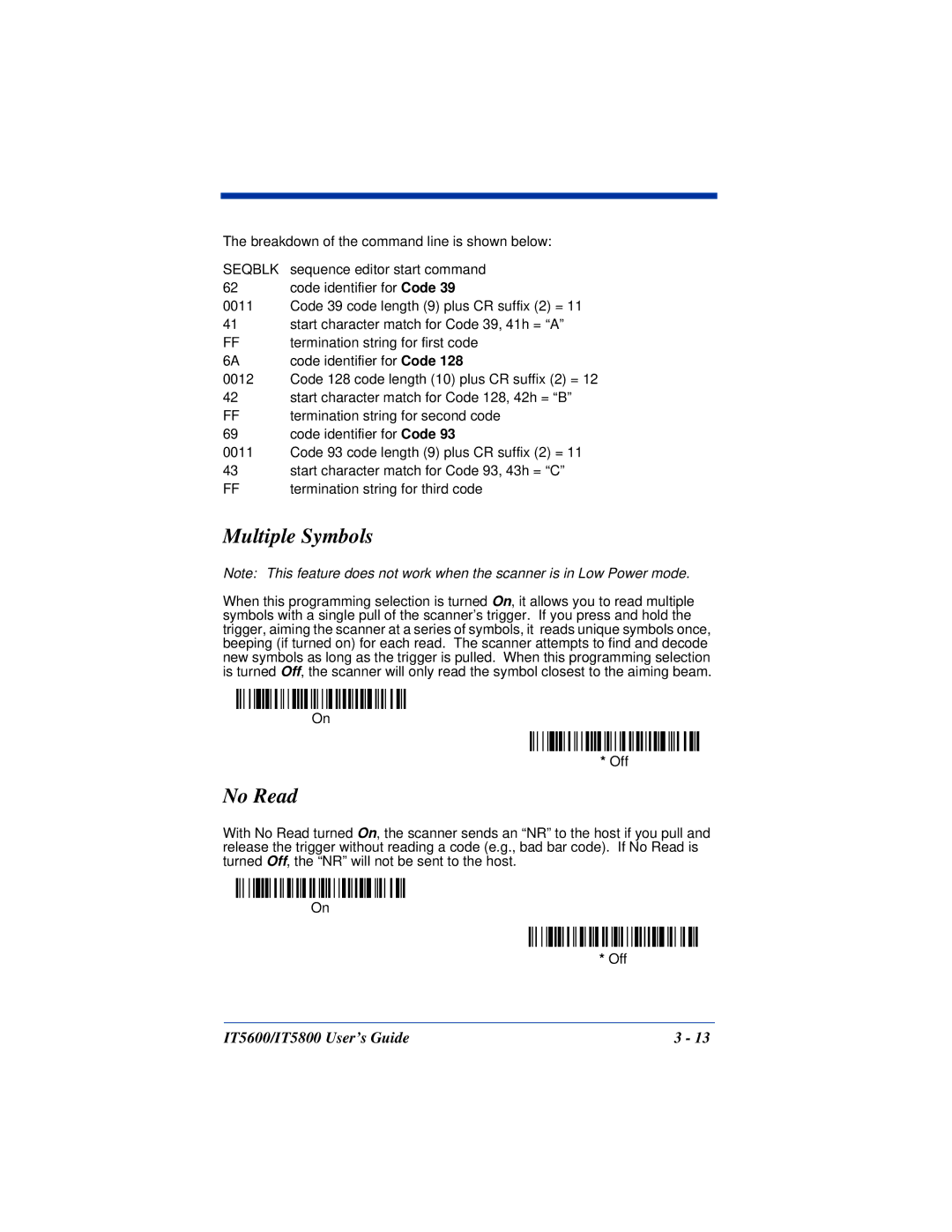 Hand Held Products IT5800, IT5600 manual Multiple Symbols, No Read 