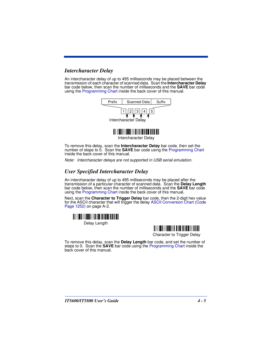 Hand Held Products IT5800, IT5600 manual User Specified Intercharacter Delay 