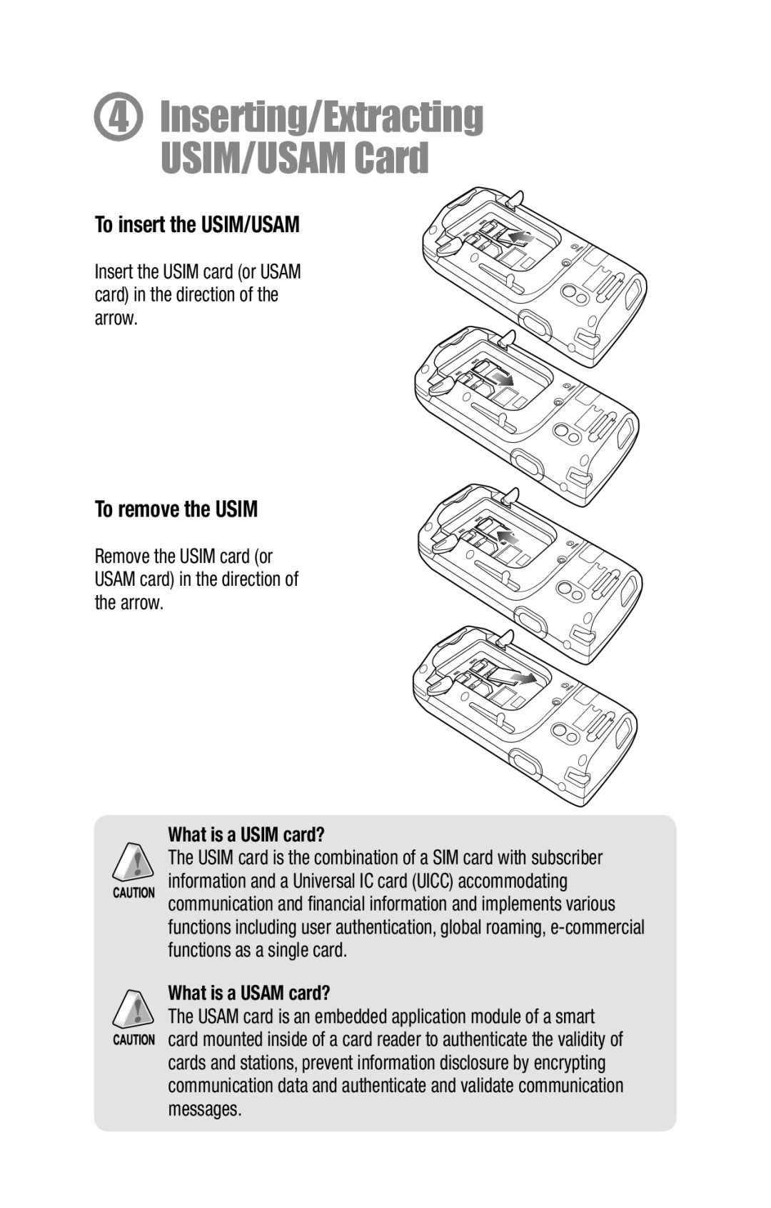 Hand Held Products X5 quick start To insert the USIM/USAM, To remove the Usim 