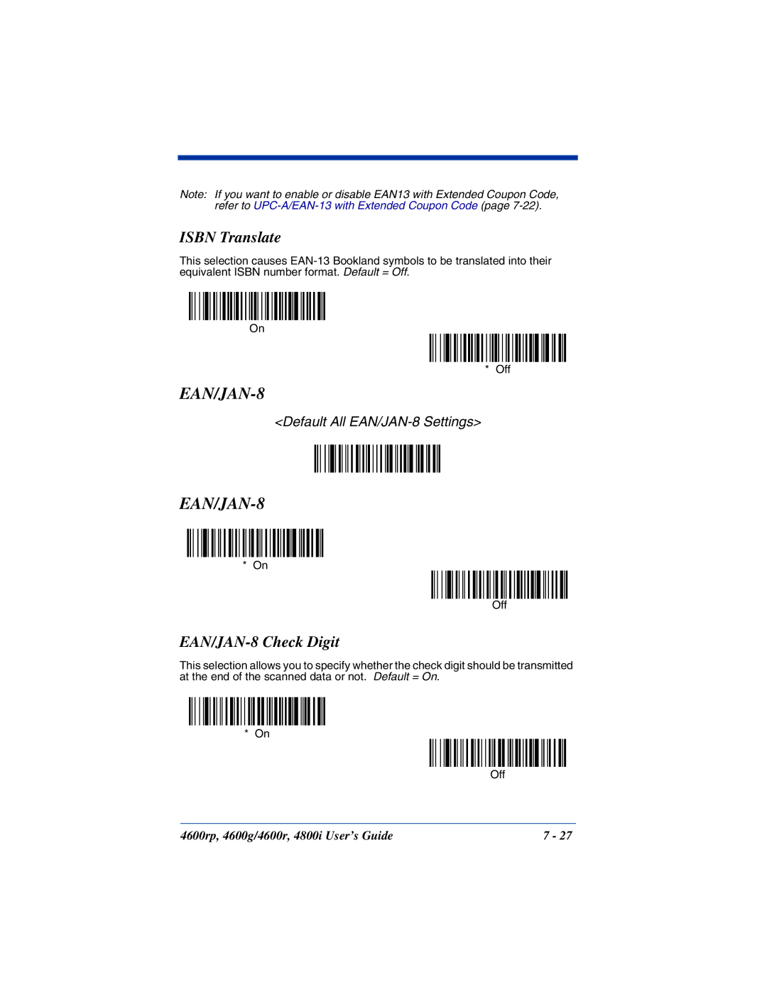 HandHeld Entertainment 4600g, 4800i, 4600rp manual Isbn Translate, EAN/JAN-8 Check Digit 