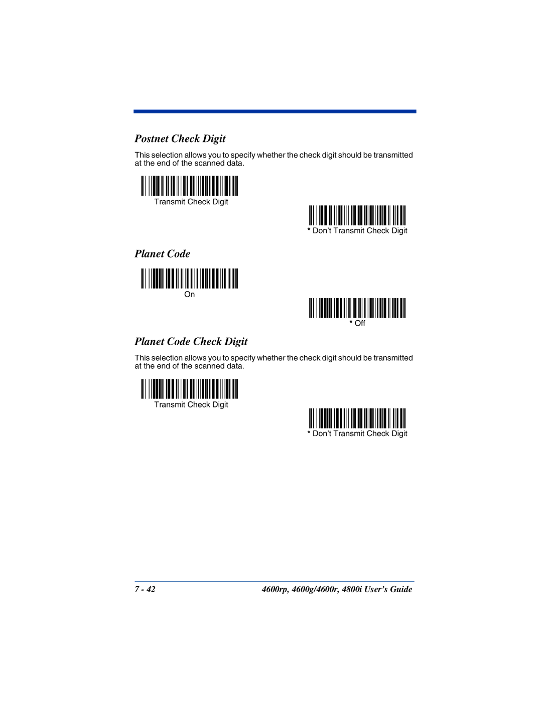 HandHeld Entertainment 4600rp, 4800i, 4600g manual Postnet Check Digit, Planet Code Check Digit 