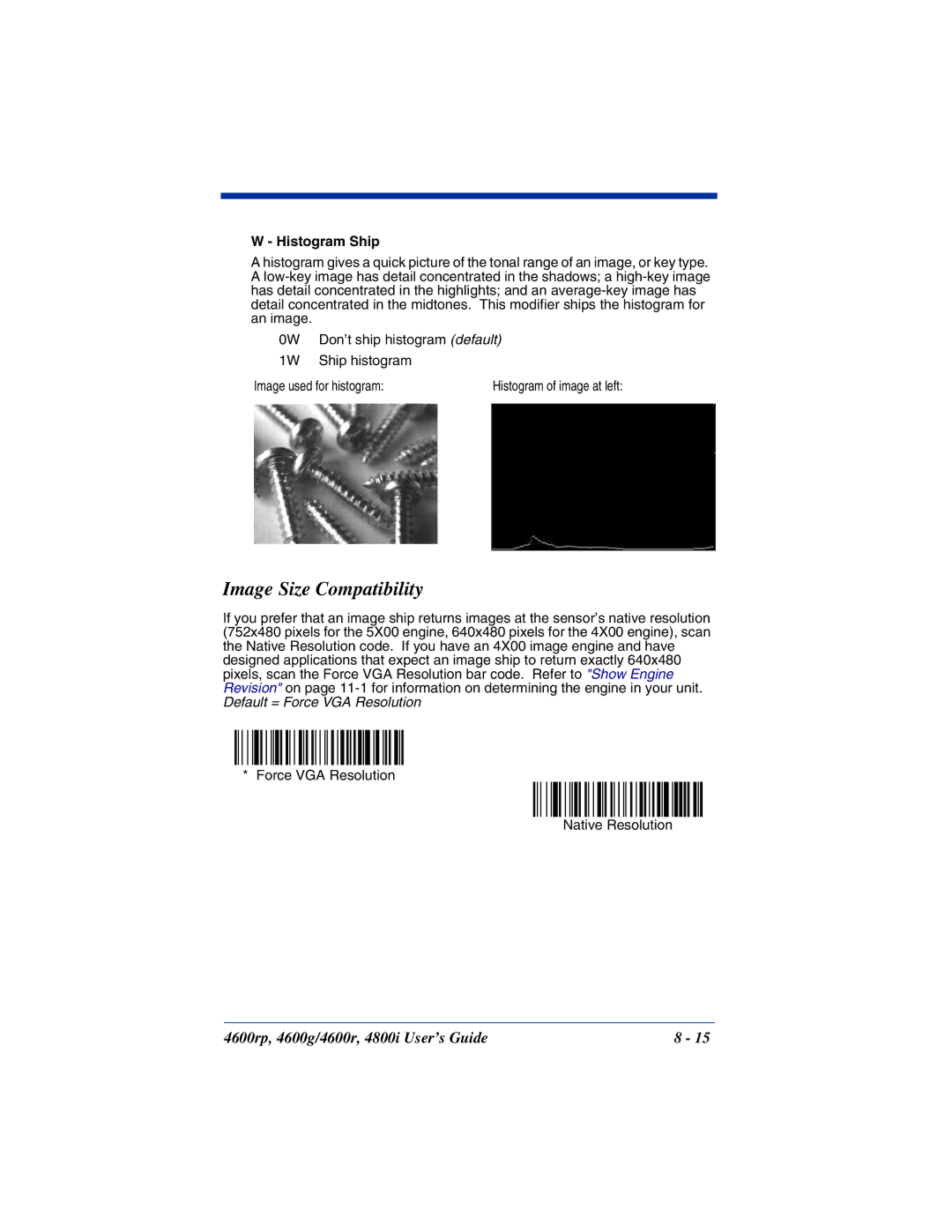 HandHeld Entertainment 4800i, 4600rp, 4600g manual Image Size Compatibility, Histogram Ship 