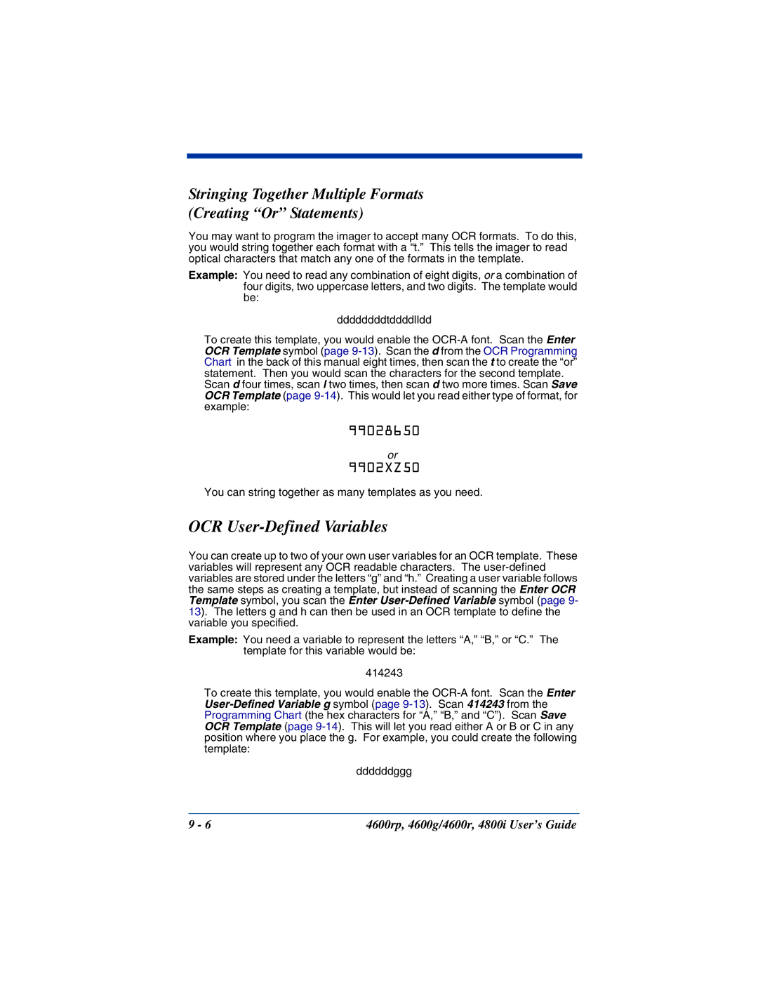 HandHeld Entertainment 4600r, 4800i OCR User-Defined Variables, Stringing Together Multiple Formats Creating Or Statements 