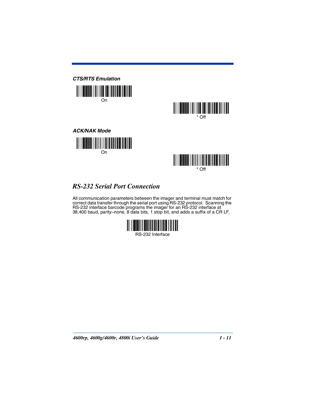 HandHeld Entertainment 4600g, 4800i, 4600rp manual RS-232 Serial Port Connection 