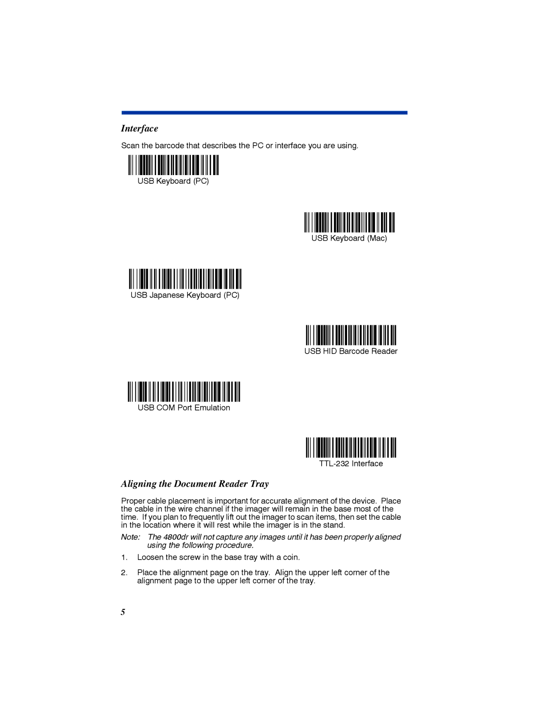 HandHeld Entertainment 4800dr quick start Interface, Aligning the Document Reader Tray 