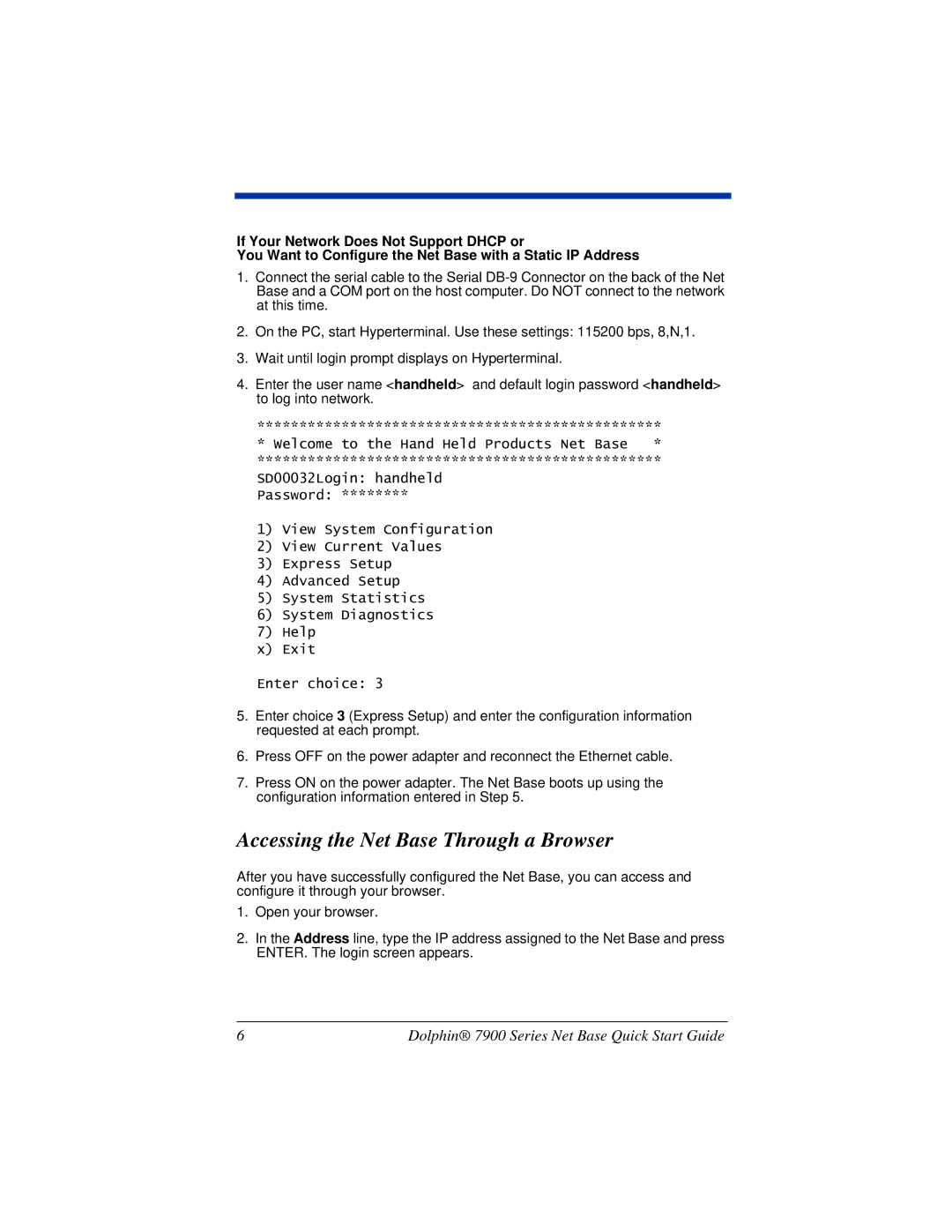 HandHeld Entertainment 7900 quick start Accessing the Net Base Through a Browser 