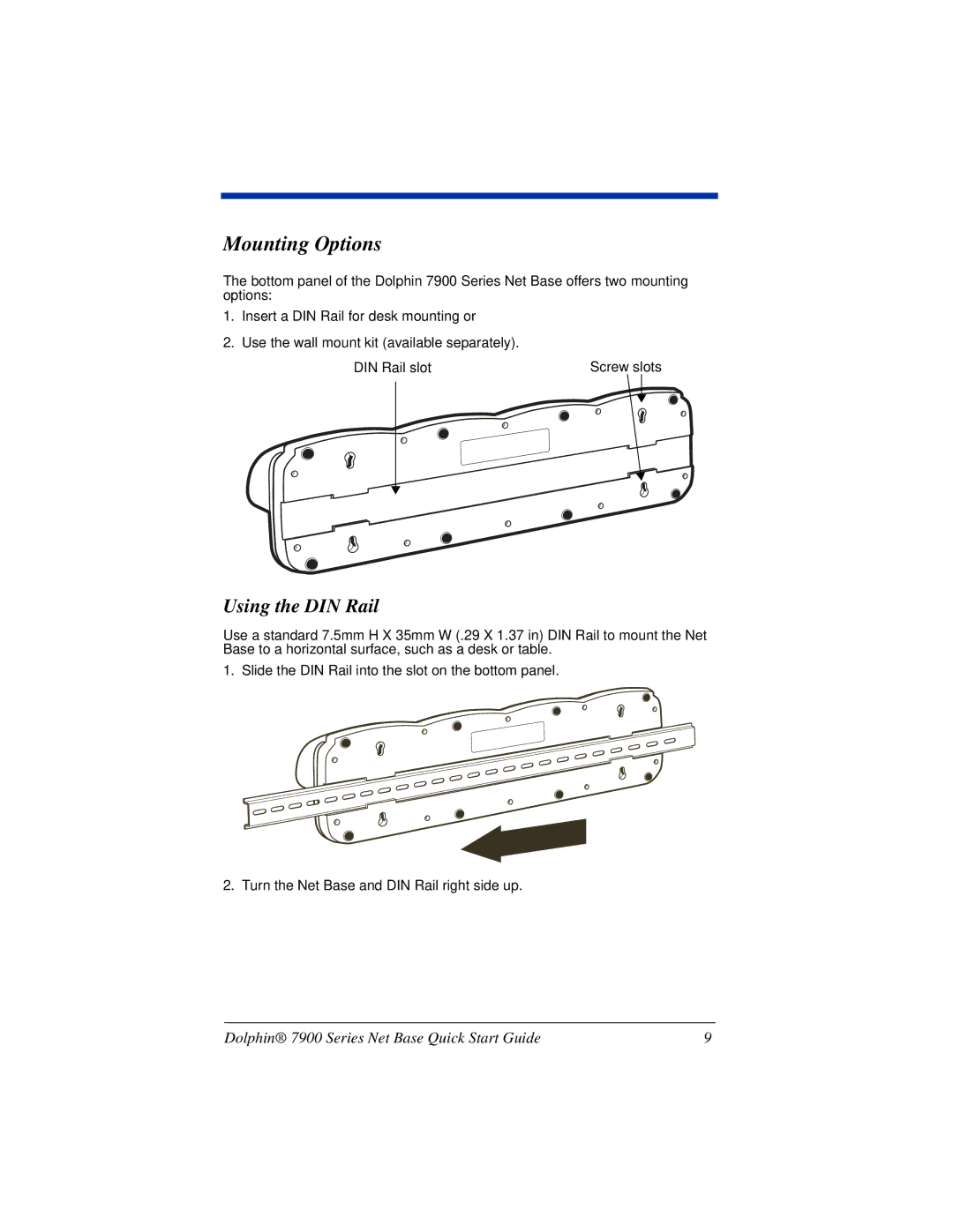 HandHeld Entertainment 7900 quick start Mounting Options, Using the DIN Rail 