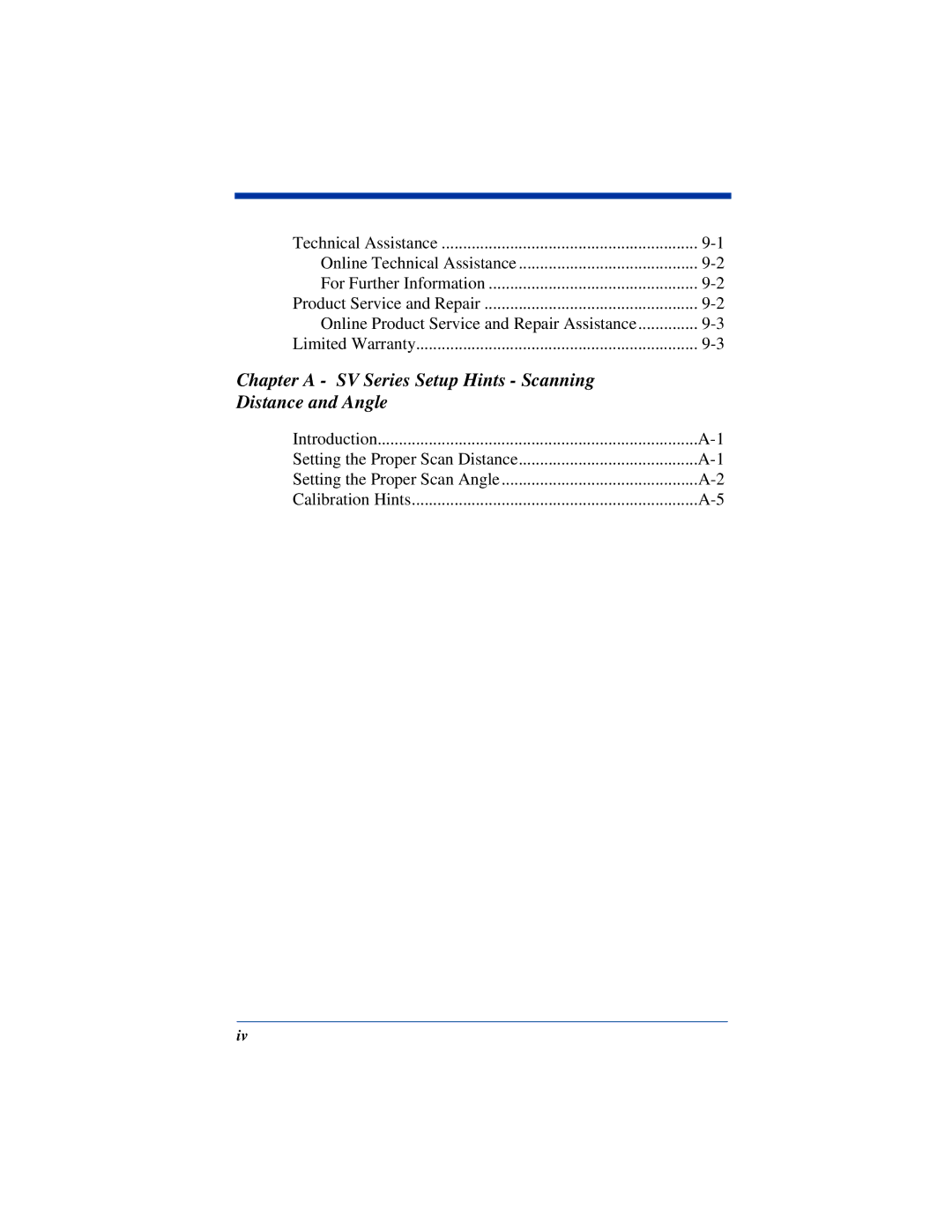 HandHeld Entertainment manual Chapter a SV Series Setup Hints Scanning Distance and Angle 