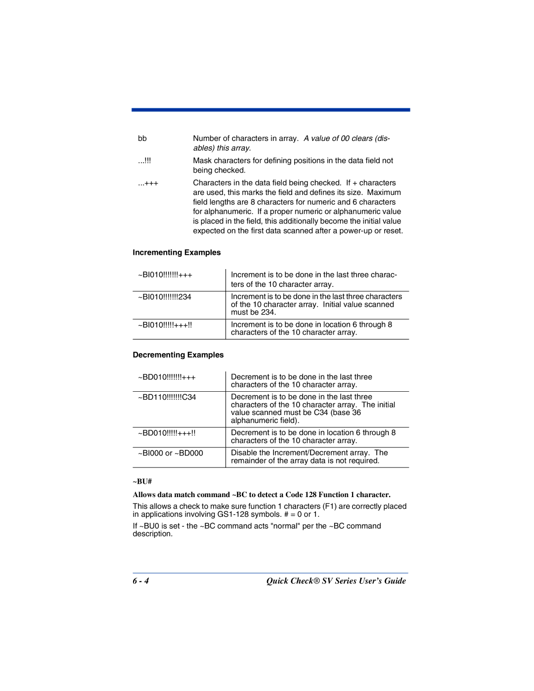 HandHeld Entertainment SV Series manual Incrementing Examples, Decrementing Examples 