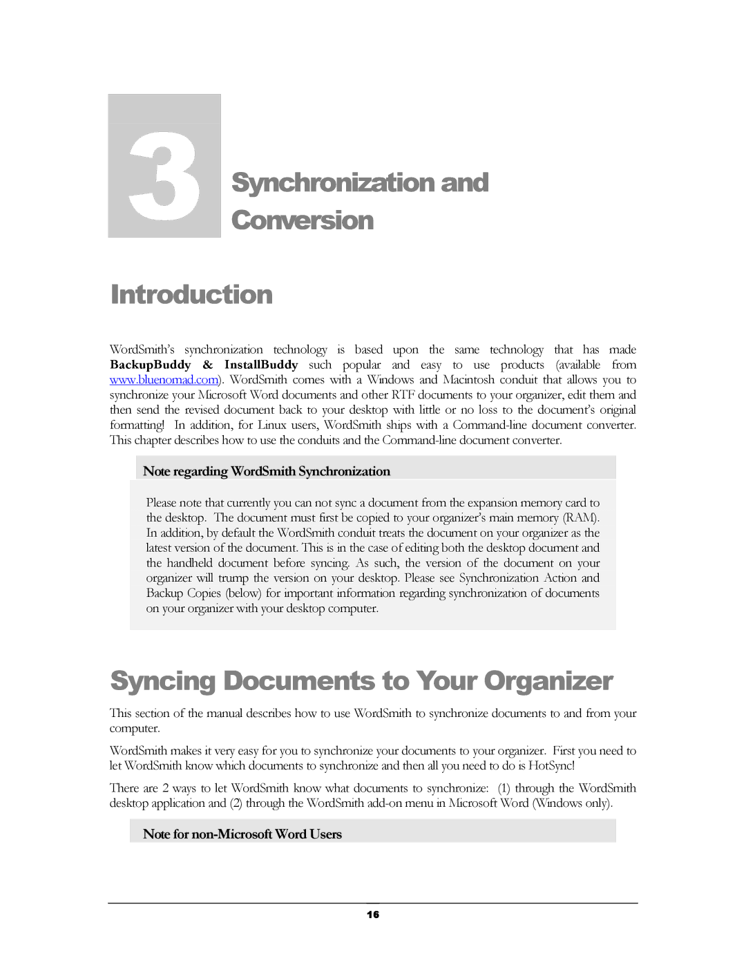 Handmark 2.2 manual Synchronization Conversion Introduction, Syncing Documents to Your Organizer 