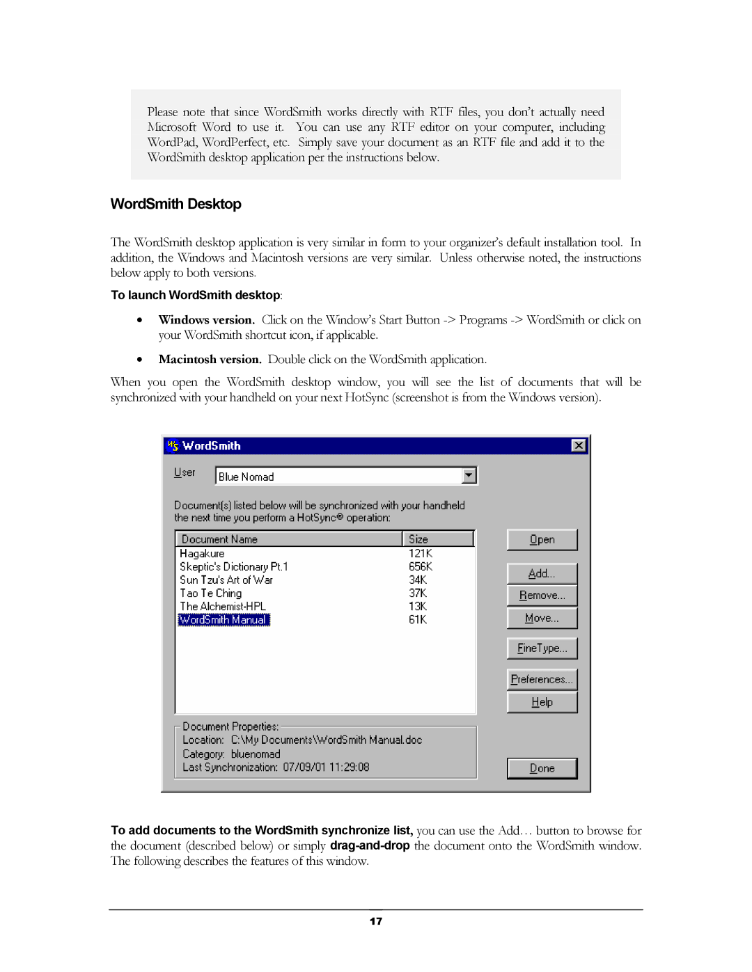 Handmark 2.2 manual WordSmith Desktop 