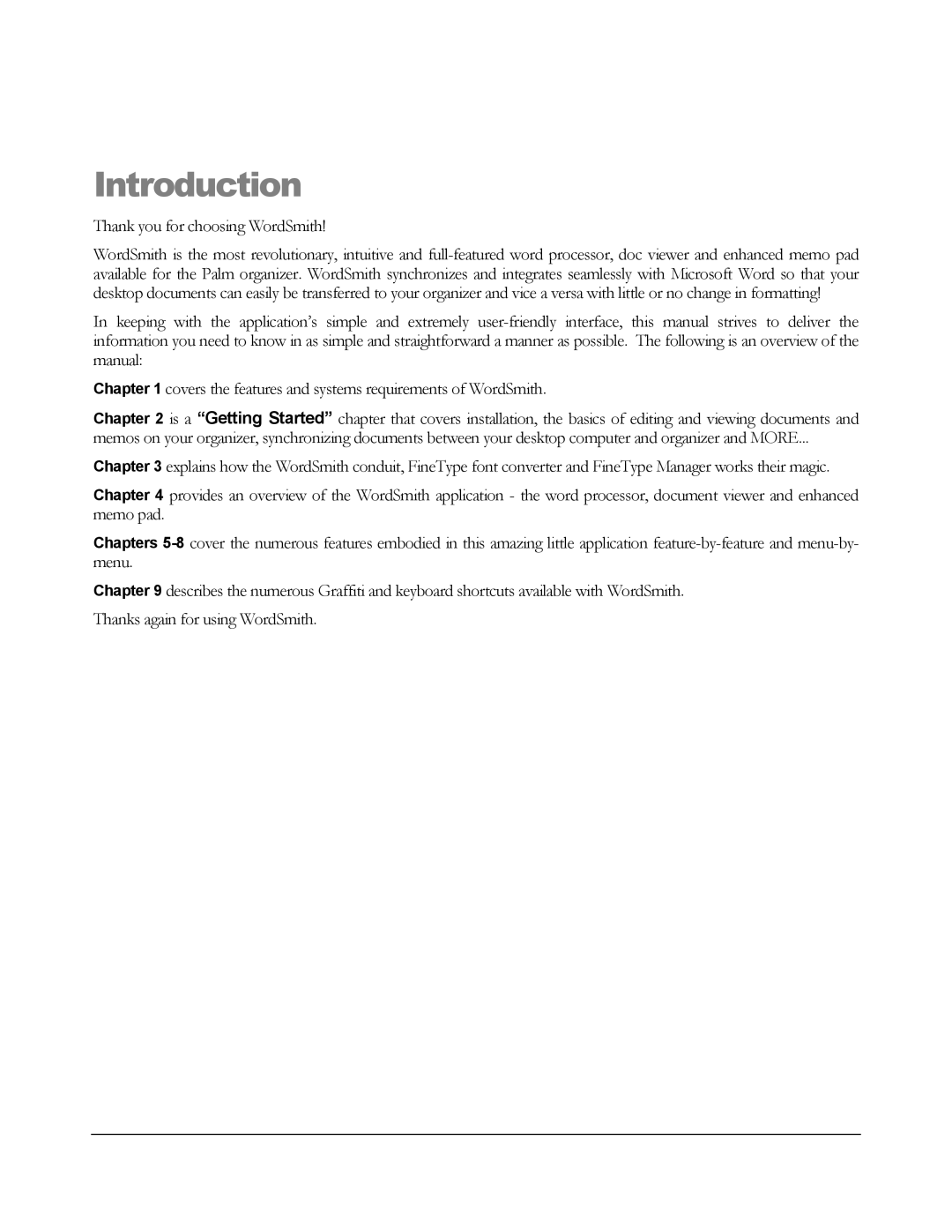 Handmark 2.2 manual Introduction, Thank you for choosing WordSmith 