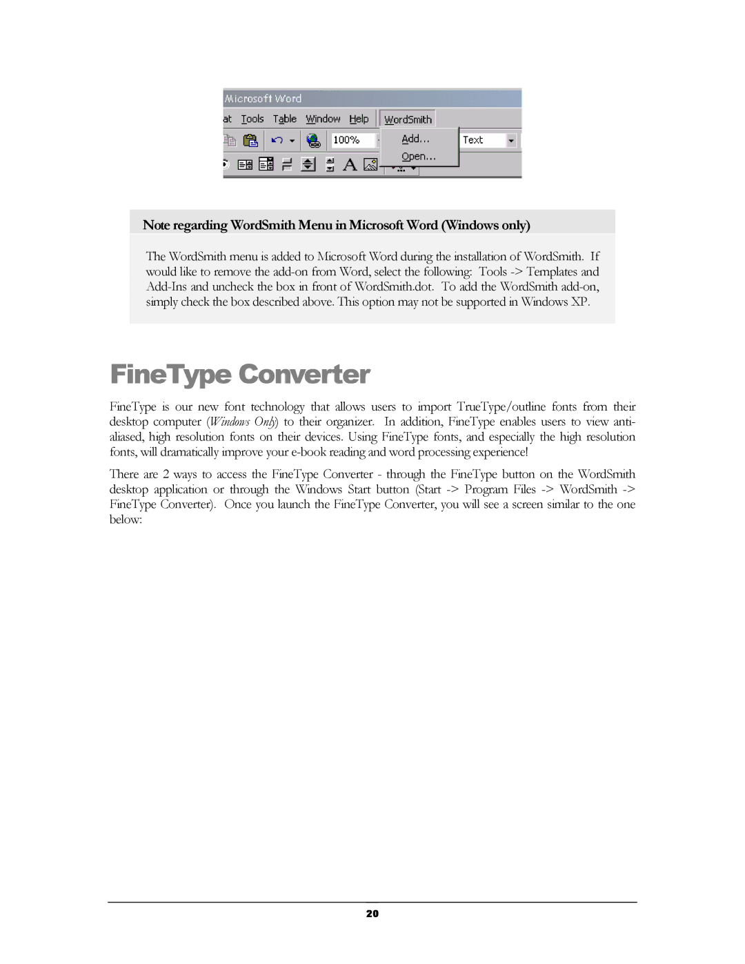 Handmark 2.2 manual FineType Converter 