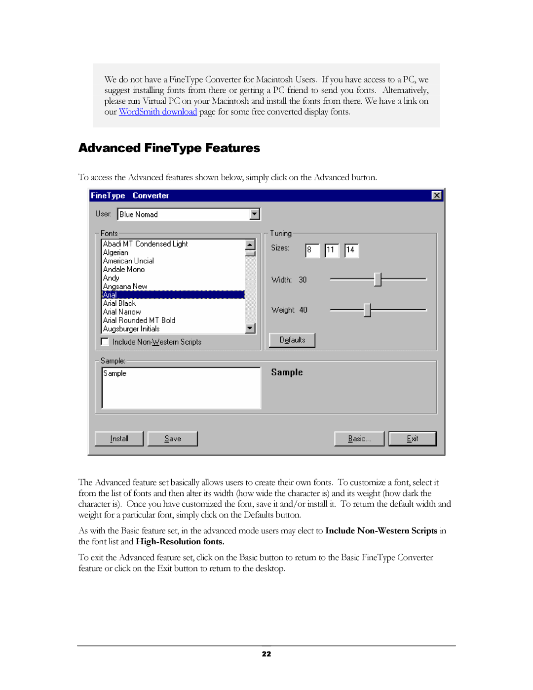 Handmark 2.2 manual Advanced FineType Features 